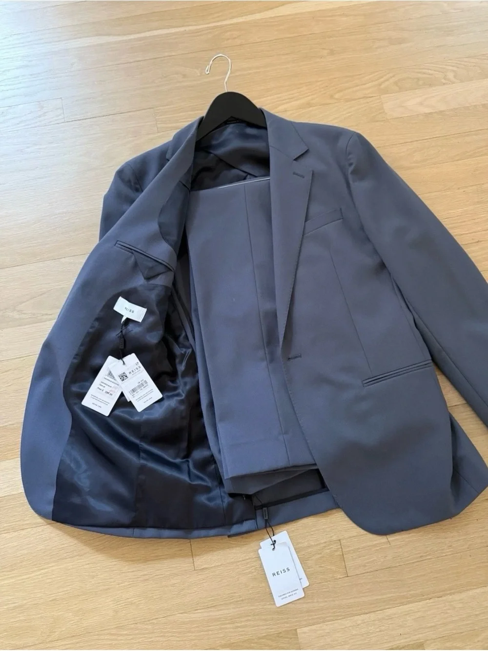 Reiss Airforce Blue Modern Fit Single Breasted Wool Full Suit | NWT | 40R / 32 W